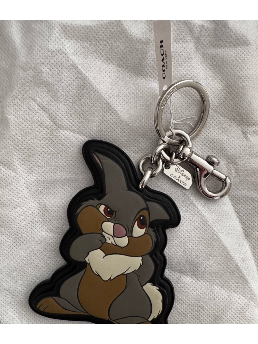 New Coach x Disney Bag Charm Thumper Leather Key Keychain